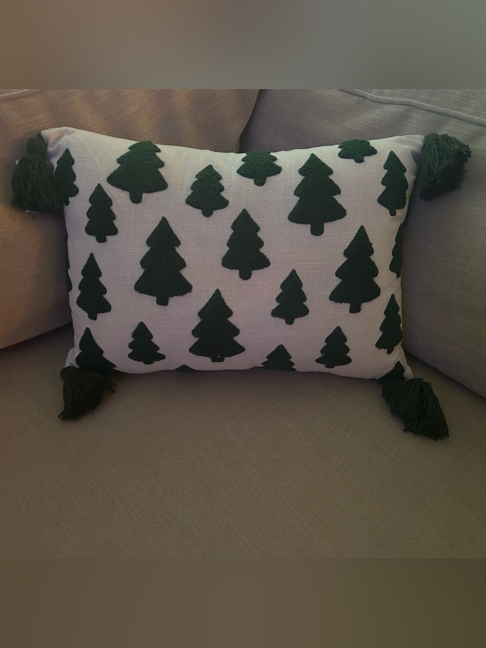 “New” Devi Designs Christmas Tree Toss Pillow with Green Appliqués